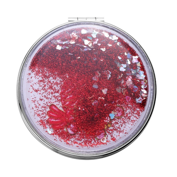 Owl w Red quicksand & Hearts  Double Sided  Mirror Compact   NEW - Picture 3 of 5